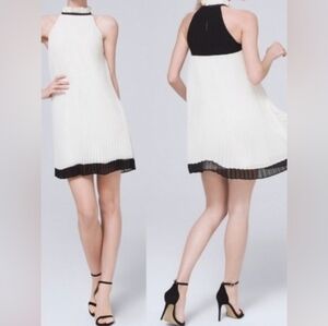 NWOT White House Black Market halter high neck pleated shift dress Size 6